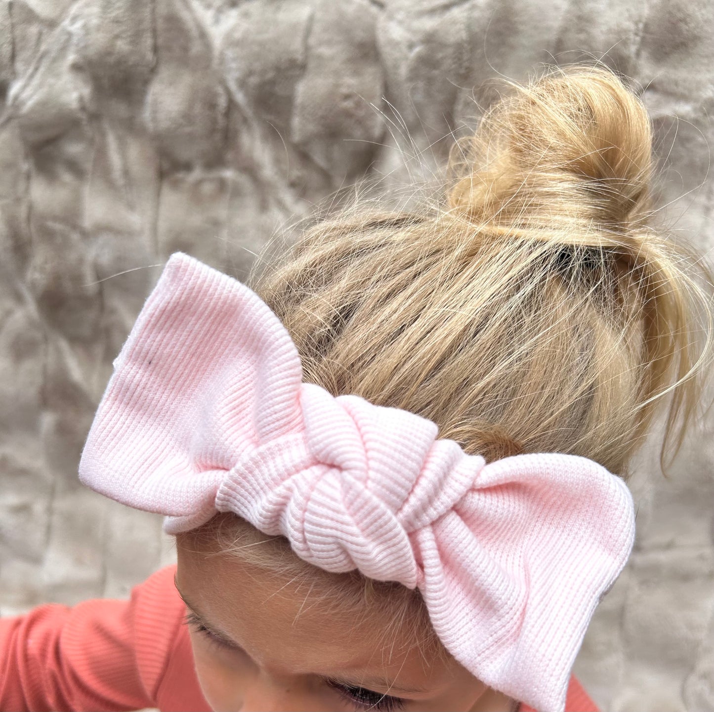 Baby Pink Big Ribbed Bow