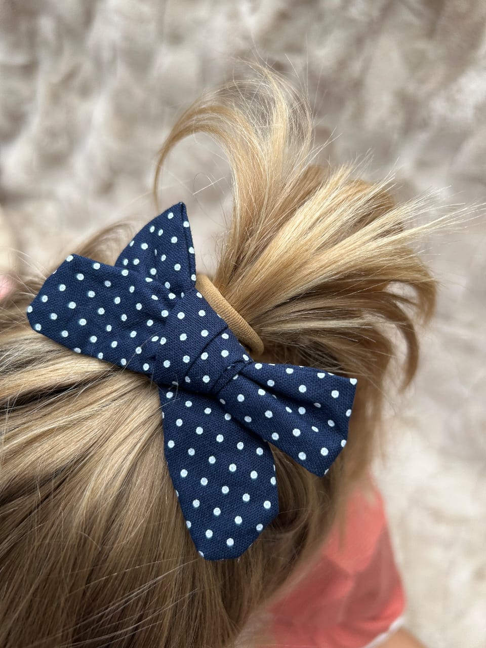 Polka Dot Bow Headband Trio Nylon Band.