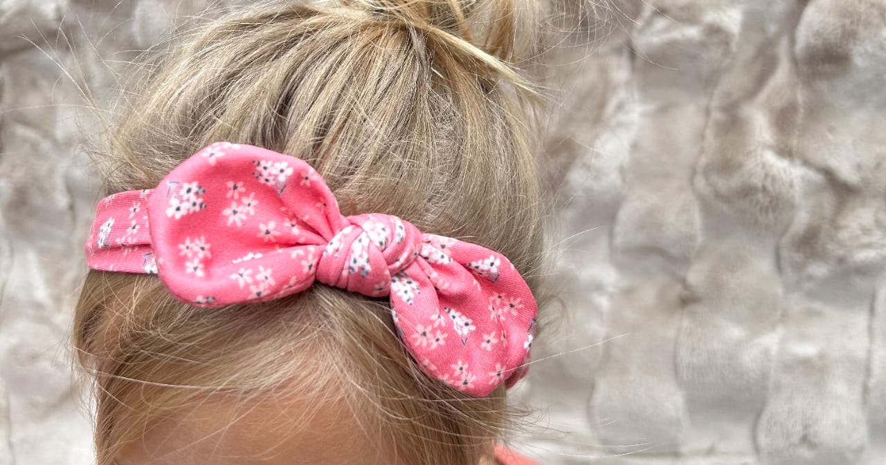 Pink Floral Rounded Bow