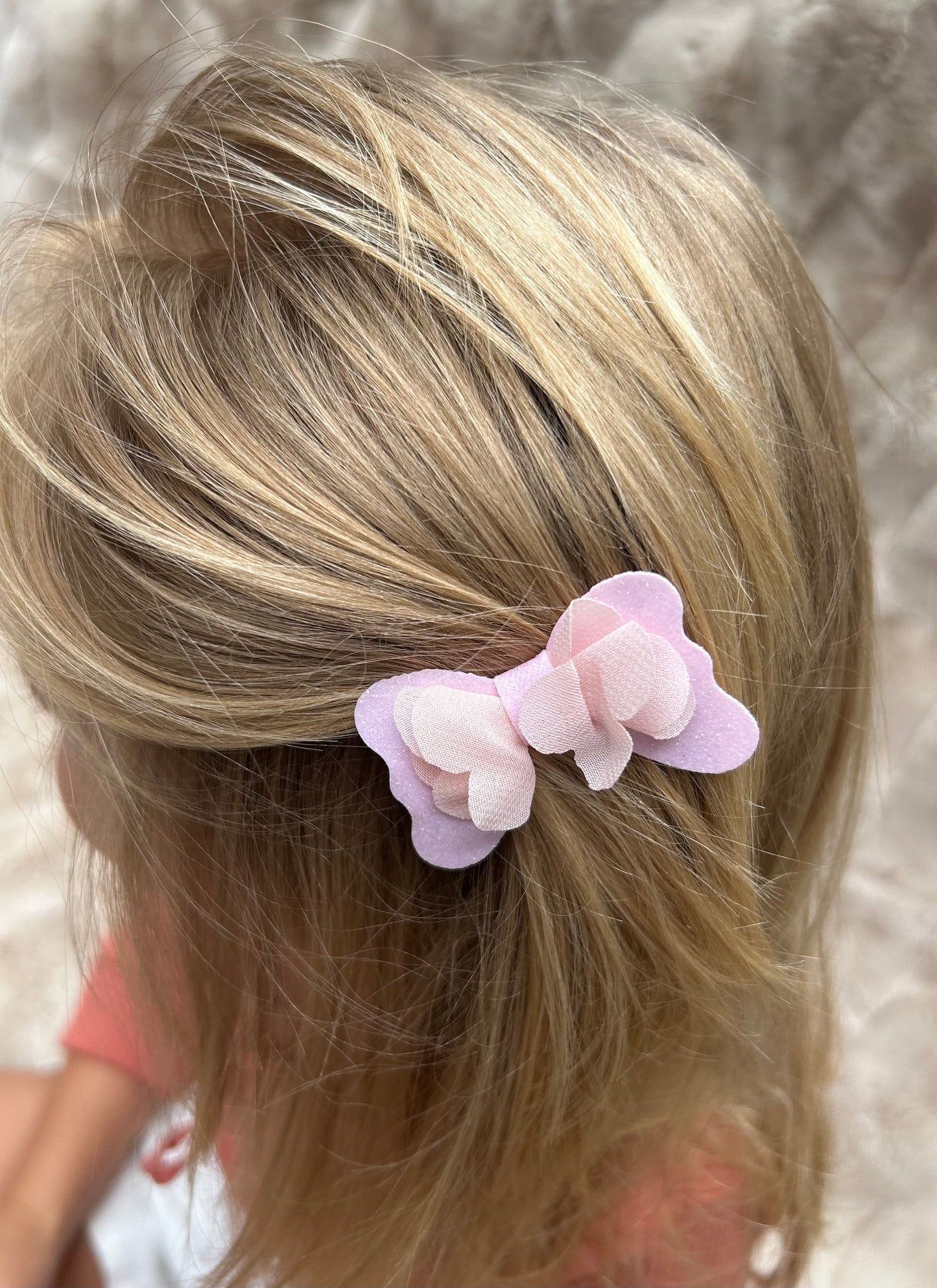 2 Pink Butterfly Clip
