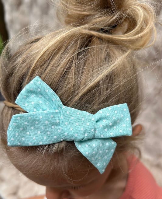 Mint Green Polka Bow Band