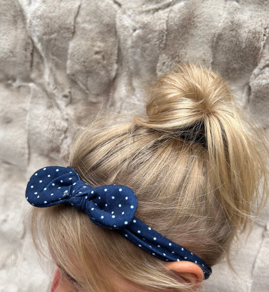 Navy Polka Bow Band