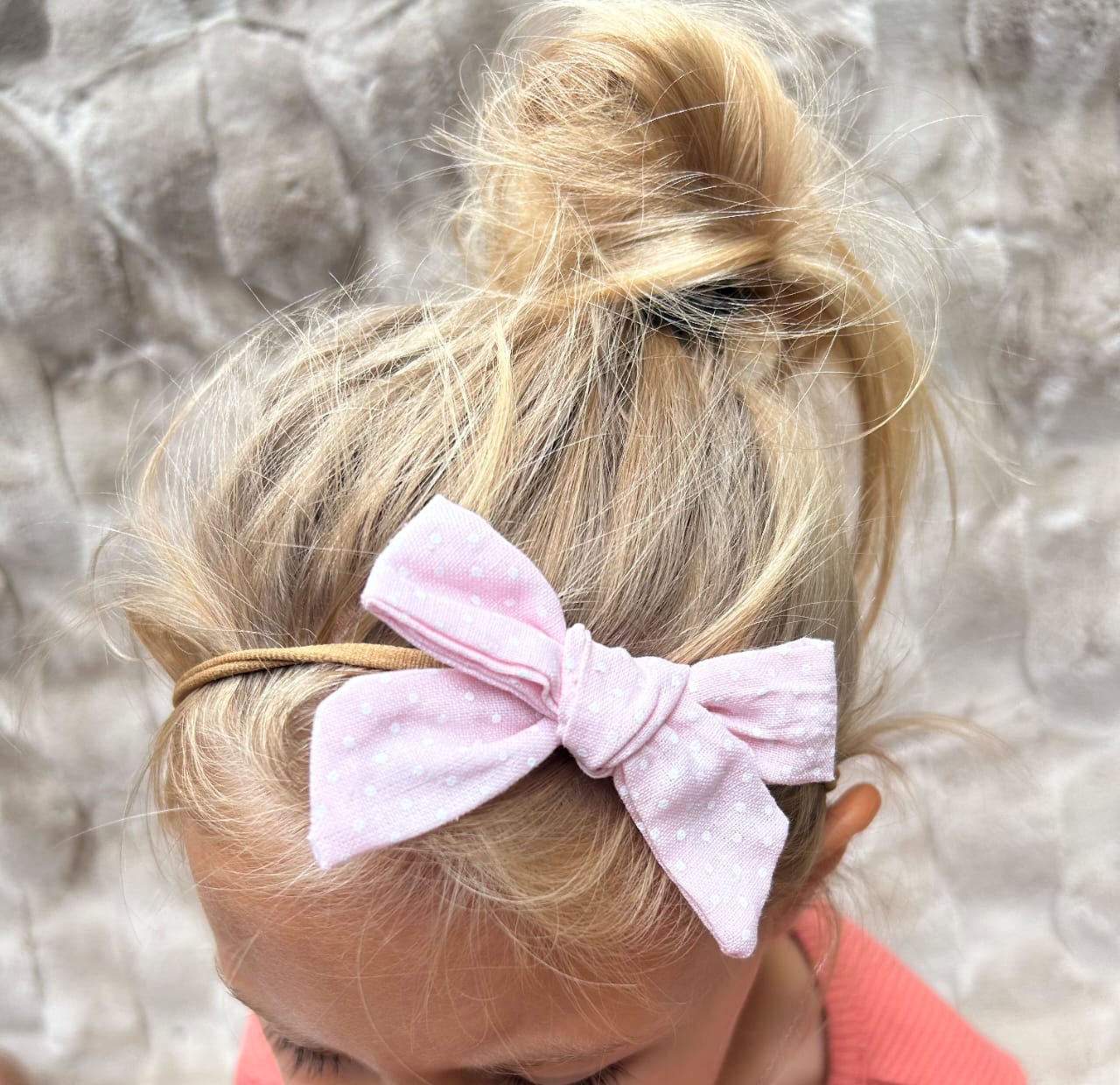 Polka Dot Bow Headband Trio Nylon Band.